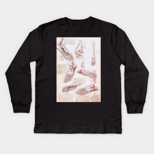 Human Anatomy Skeleton Foot Bones by Leonardo da Vinci Kids Long Sleeve T-Shirt